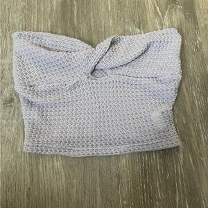 Purple Smocked Tie Front Crop Top